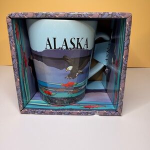 Alaska Eagle Illustration Blue Ceramic Mug 13oz.